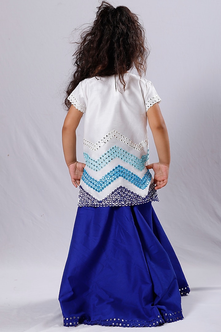 Blue Cotton Silk Sharara Set For Girls by Neha Gursahani Kids at Pernia's Pop Up Shop