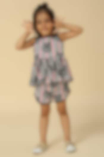 Multi-Colored Viscose Crepe Co-Ord Set For Girls by Neha Gursahani Kids at Pernia's Pop Up Shop