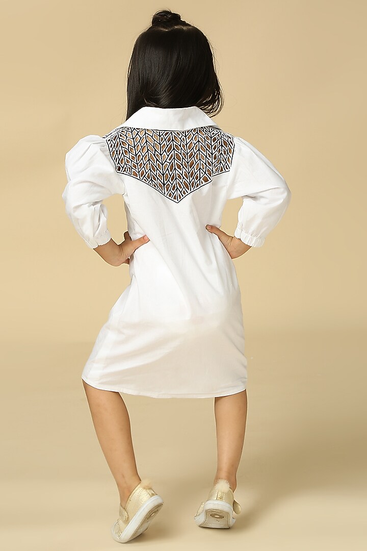 White Poplin Dress For Girls by Neha Gursahani Kids at Pernia's Pop Up Shop