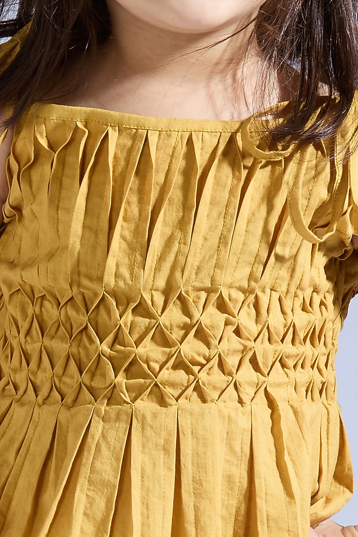 Mustard Cambric Co-Ord Set For Girls by Neha Gursahani Kids at Pernia's Pop Up Shop