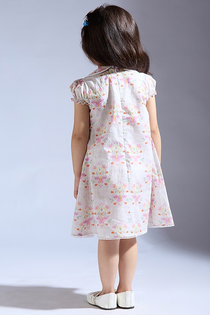 Pink Cambric Printed Dress For Girls by Neha Gursahani Kids at Pernia's Pop Up Shop