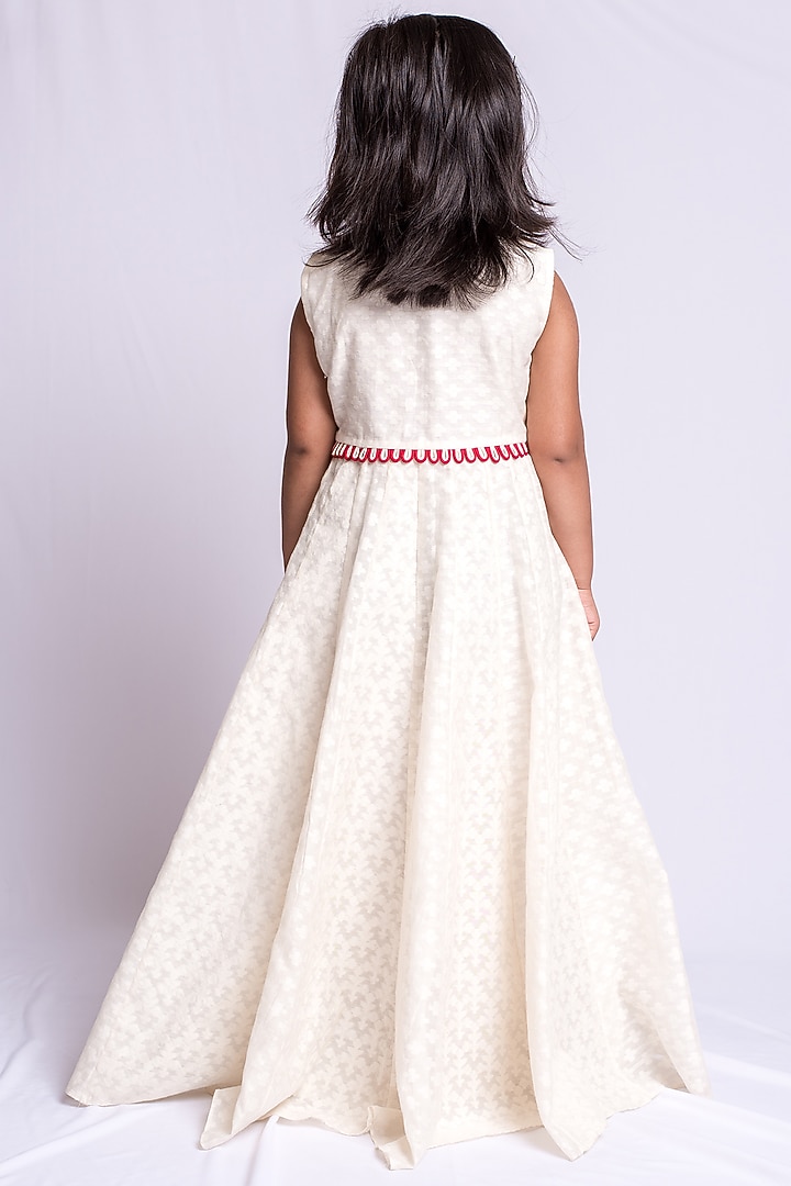 Ivory Embroidered Anarkali Dress For Girls by Neha Gursahani Kids at Pernia's Pop Up Shop