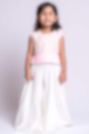 Baby Pink Embroidered Palazzo Set For Girls by Neha Gursahani Kids at Pernia's Pop Up Shop