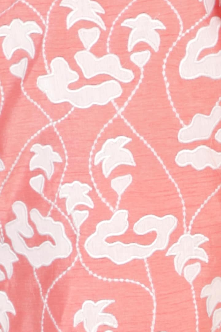 Baby Pink Patchwork Embroidered Kurta Set For Girls by Neha Gursahani Kids at Pernia's Pop Up Shop