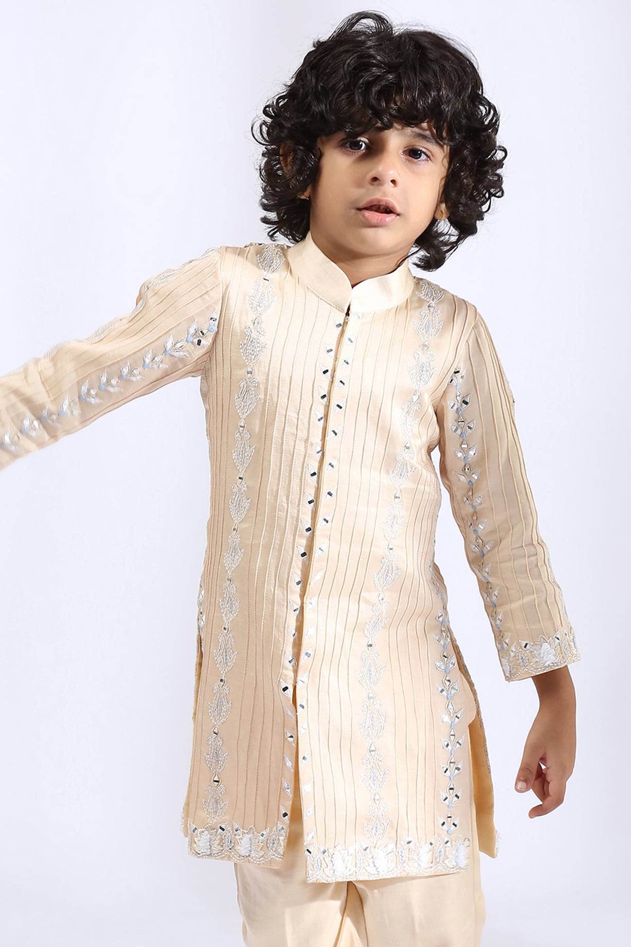 Child boy nudist Nude Embroidered Sherwani Set For Boys by Neha Gursahani Kids at Pernia's  Pop Up Shop 2025