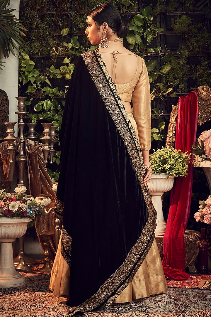 Gold & Black Embroidered Wedding Lehenga Set by Ranian at Pernia's Pop Up Shop