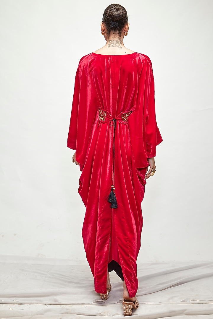 Fuchsia Velvet Kaftan by Ranian at Pernia's Pop Up Shop