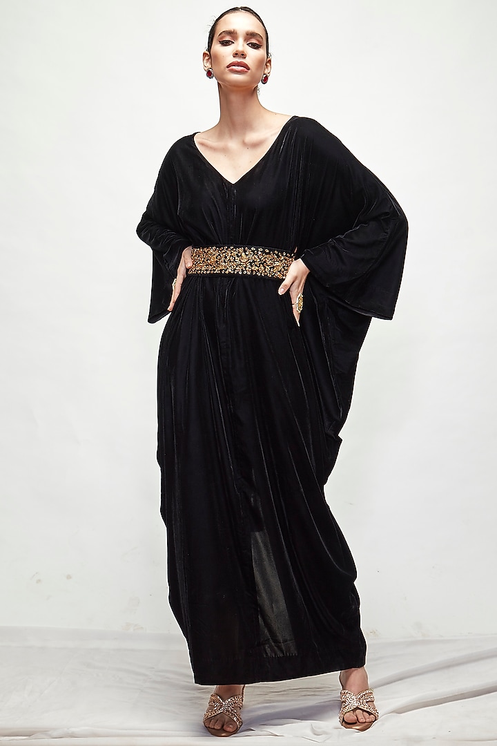 Black Velvet Kaftan by Ranian