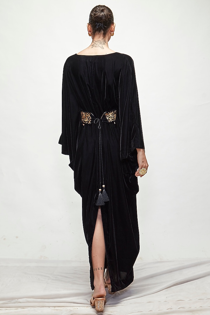 Black Velvet Kaftan by Ranian at Pernia's Pop Up Shop