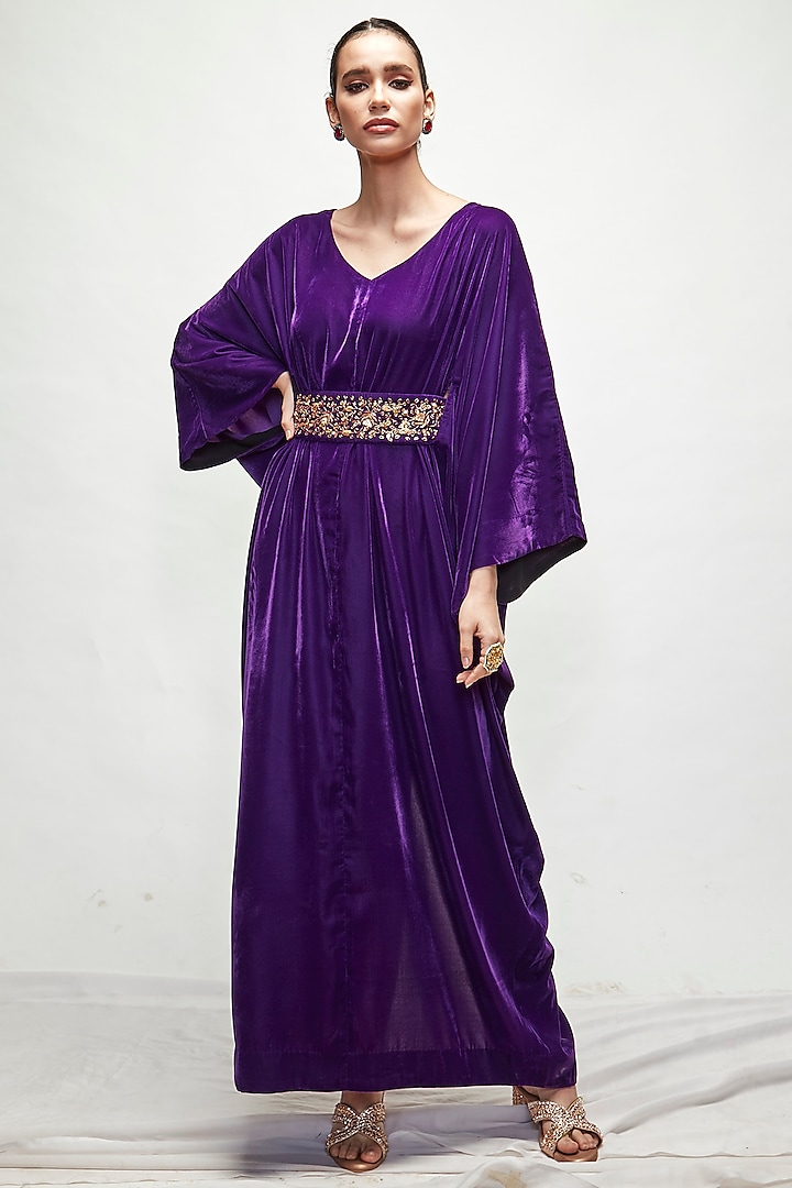 Violet Velvet Kaftan by Ranian at Pernia's Pop Up Shop