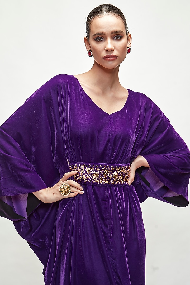 Violet Velvet Kaftan by Ranian at Pernia's Pop Up Shop