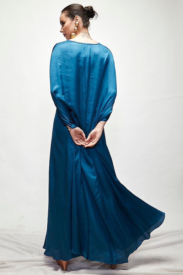 Persian Blue Silk Kaftan by Ranian at Pernia's Pop Up Shop