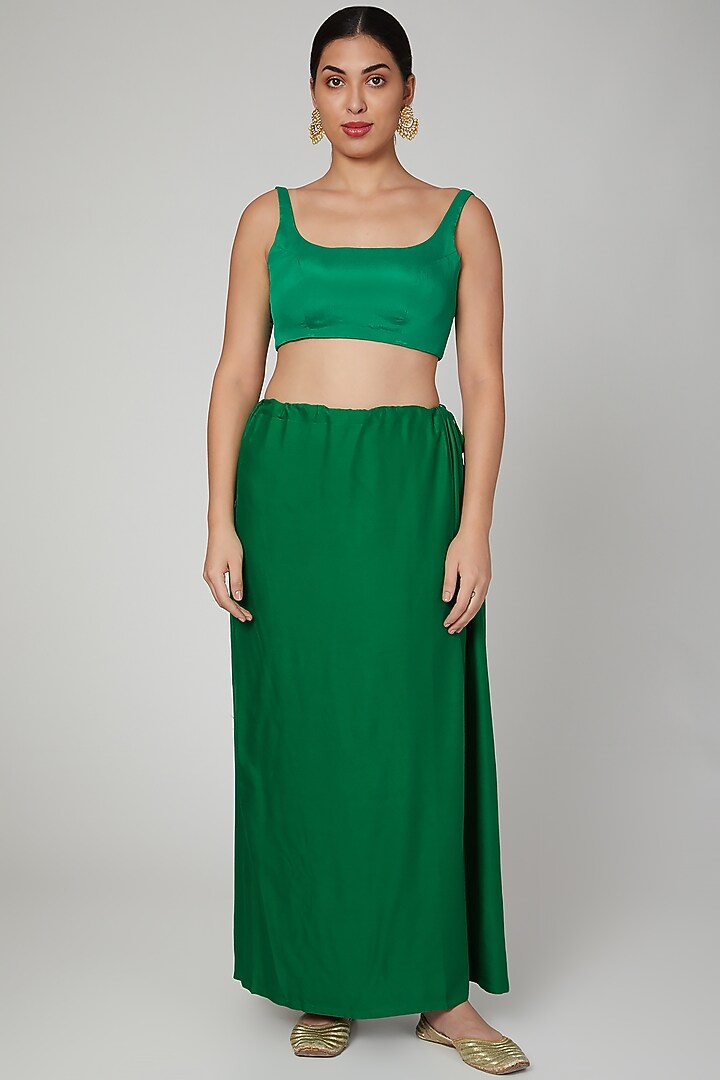 Forest Green Embroidered Wedding Saree Set by Ranian at Pernia's Pop Up Shop