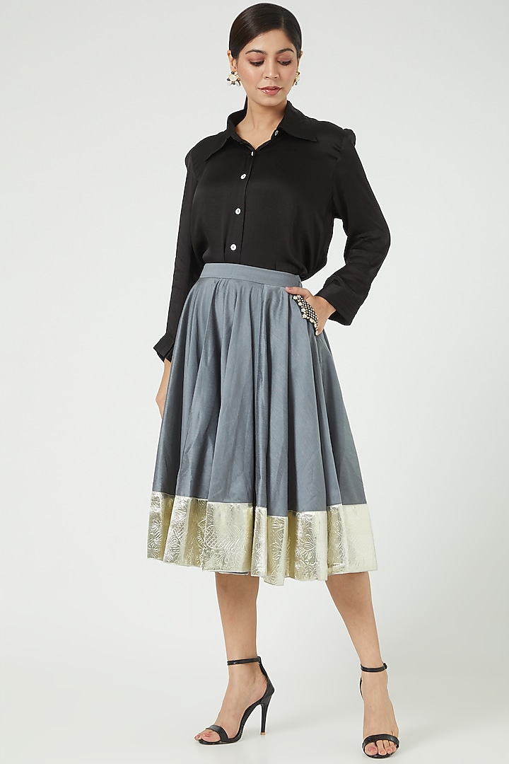 Grey Silk Skirt by Ranian