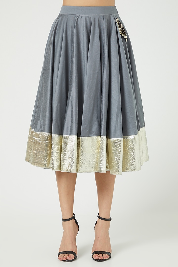 Grey Silk Skirt by Ranian at Pernia's Pop Up Shop