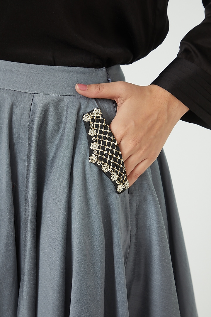 Grey Silk Skirt by Ranian at Pernia's Pop Up Shop