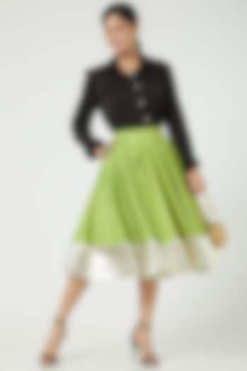 Mint Green Silk Skirt by Ranian