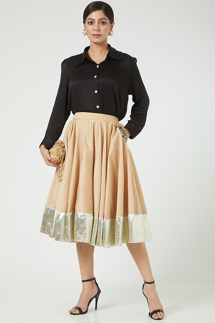 Beige Silk Skirt by Ranian