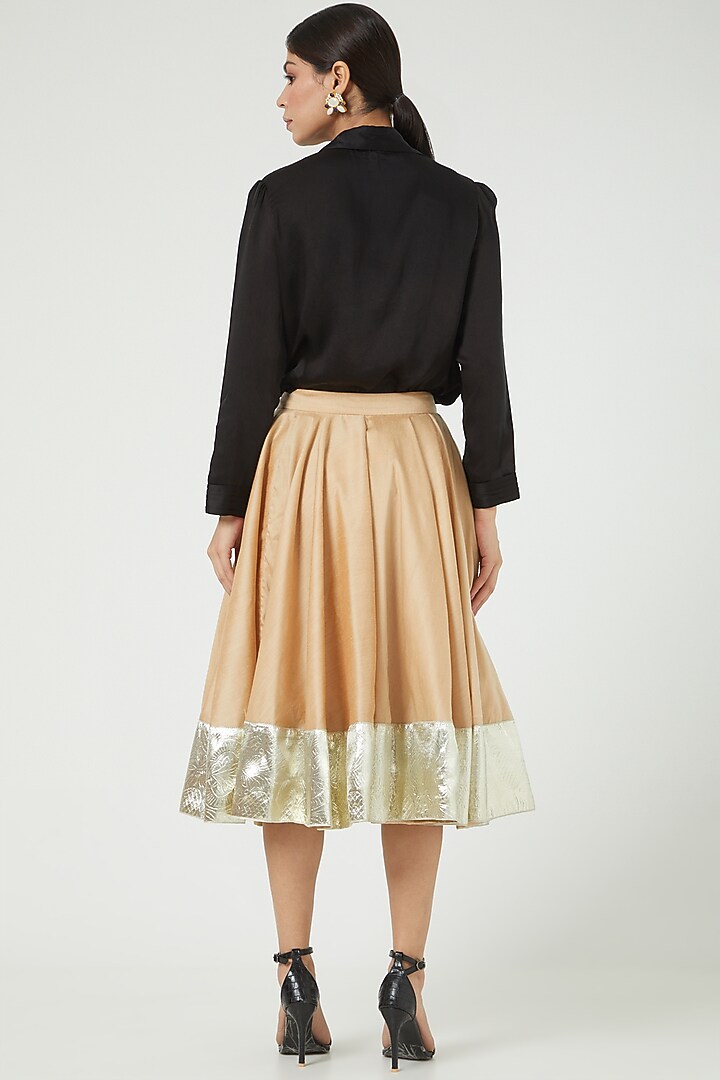 Beige Silk Skirt by Ranian at Pernia's Pop Up Shop