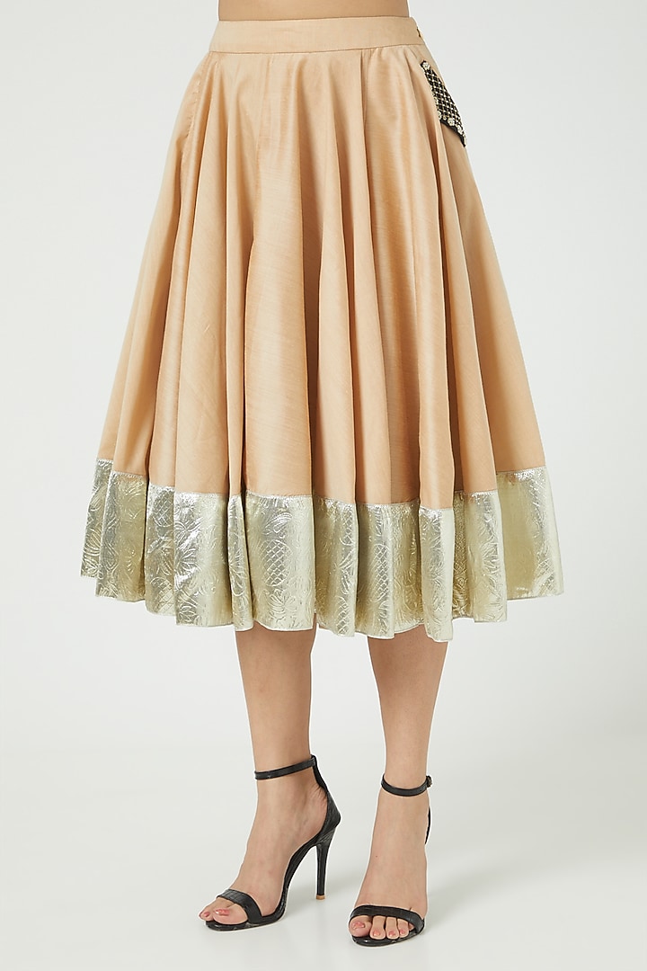 Beige Silk Skirt by Ranian at Pernia's Pop Up Shop