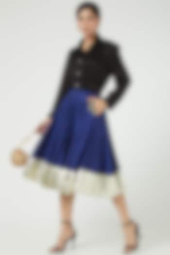 Navy Blue Silk Skirt by Ranian at Pernia's Pop Up Shop