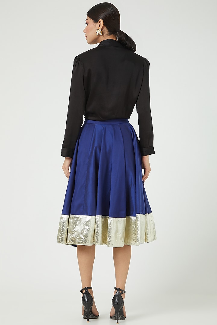 Navy Blue Silk Skirt by Ranian at Pernia's Pop Up Shop