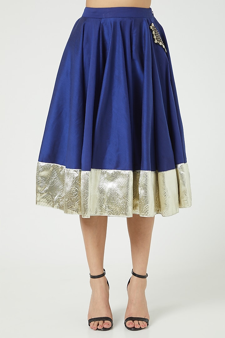 Navy Blue Silk Skirt by Ranian at Pernia's Pop Up Shop