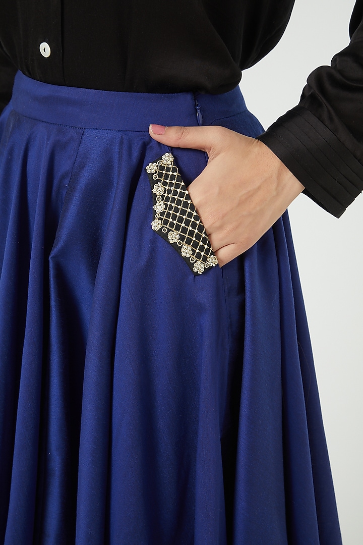 Navy Blue Silk Skirt by Ranian at Pernia's Pop Up Shop