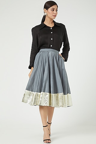 Black Modal Silk Shirt by Ranian