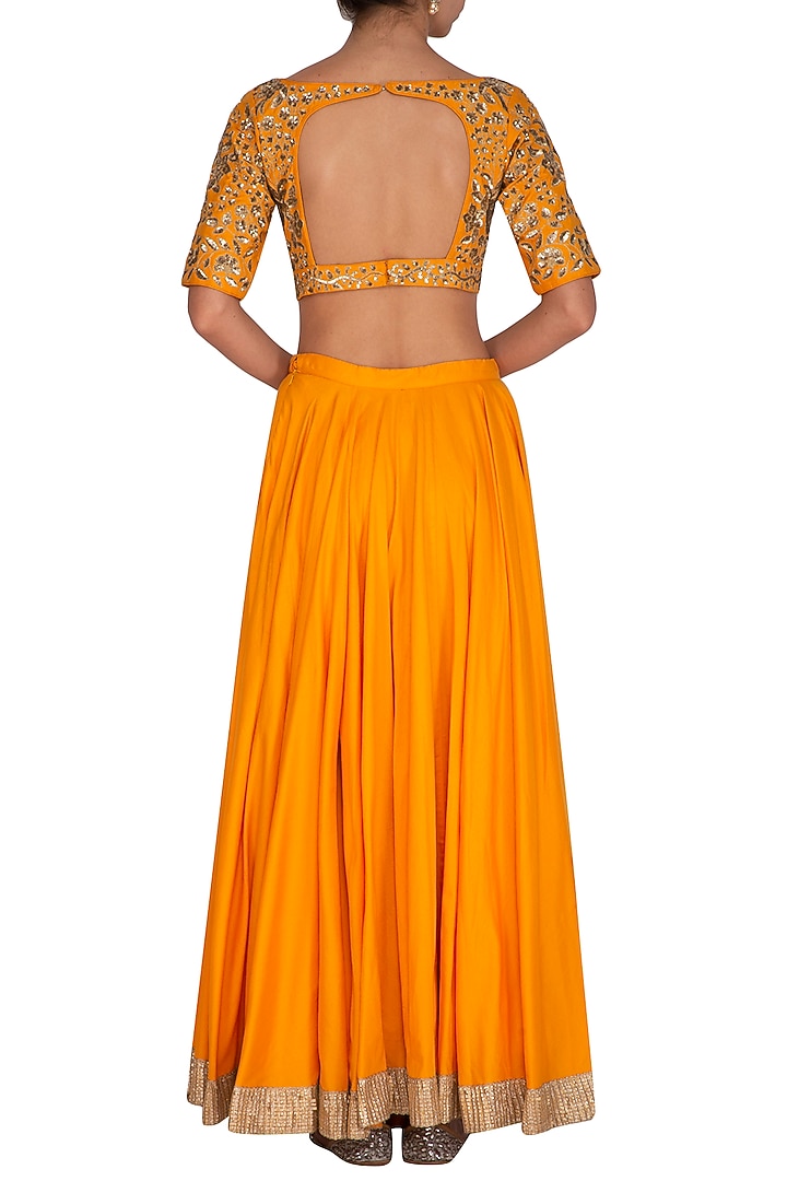 Orange Embroidered Wedding Lehenga Set by Ranian at Pernia's Pop Up Shop