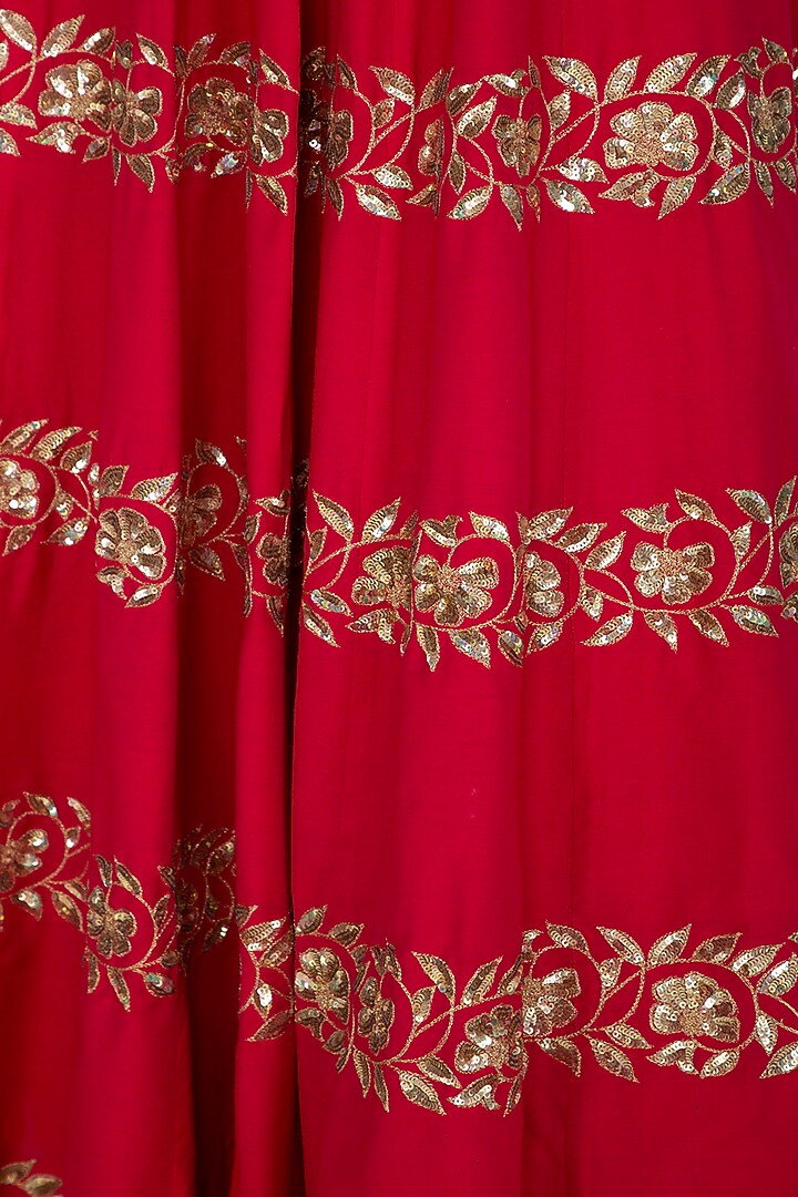 Red Embroidered Wedding Anarkali With Dupatta by Ranian at Pernia's Pop Up Shop