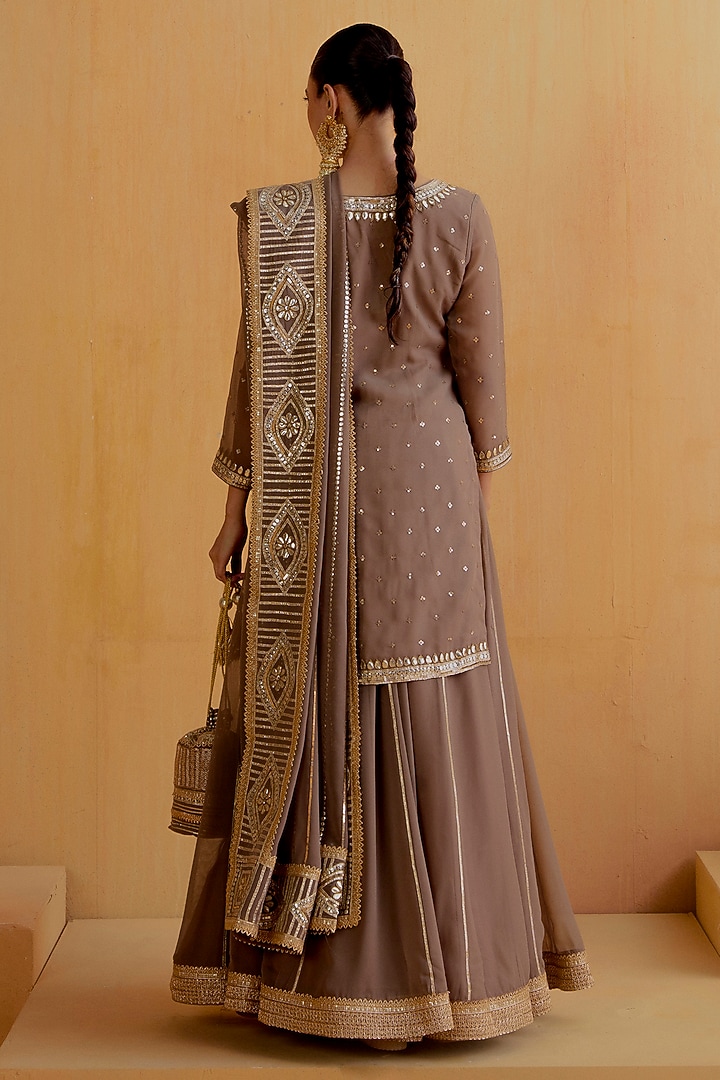 Mushroom Georgette Gota-Patti Kurta Set by Ranian at Pernia's Pop Up Shop