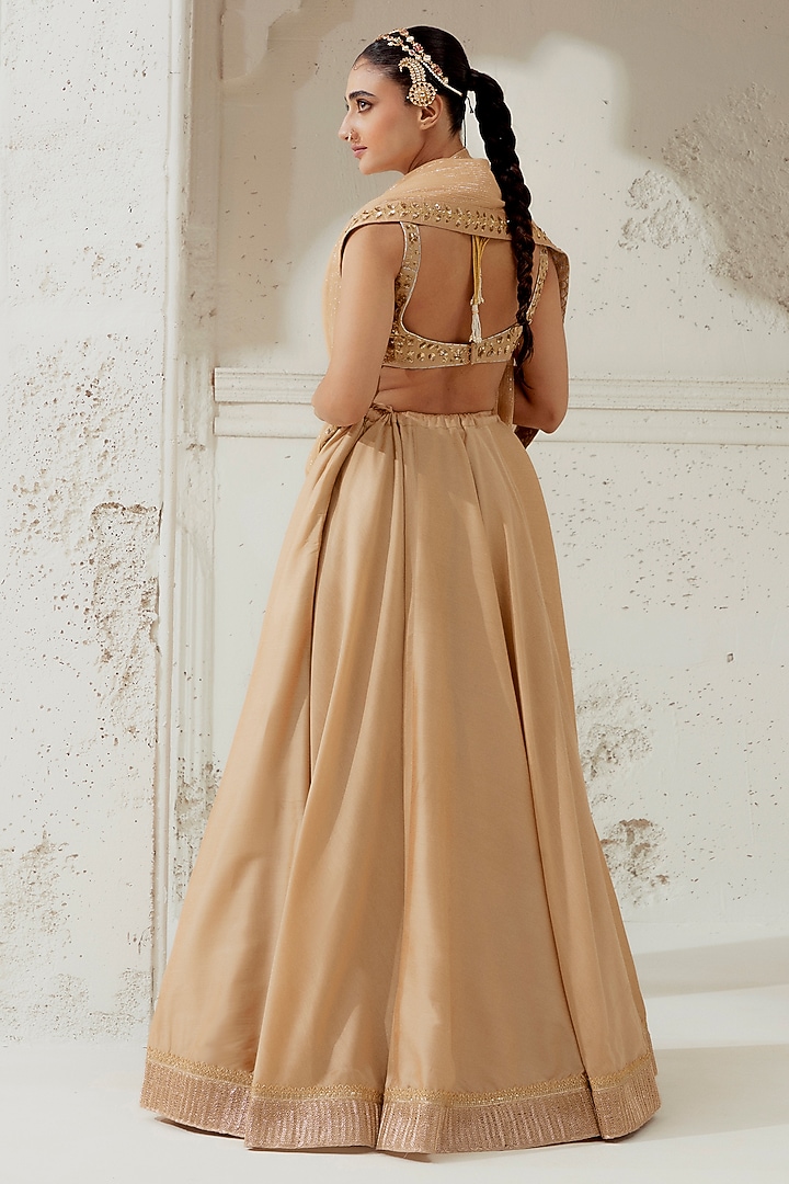 Gold Blended Silk Wedding Lehenga Set by Ranian at Pernia's Pop Up Shop