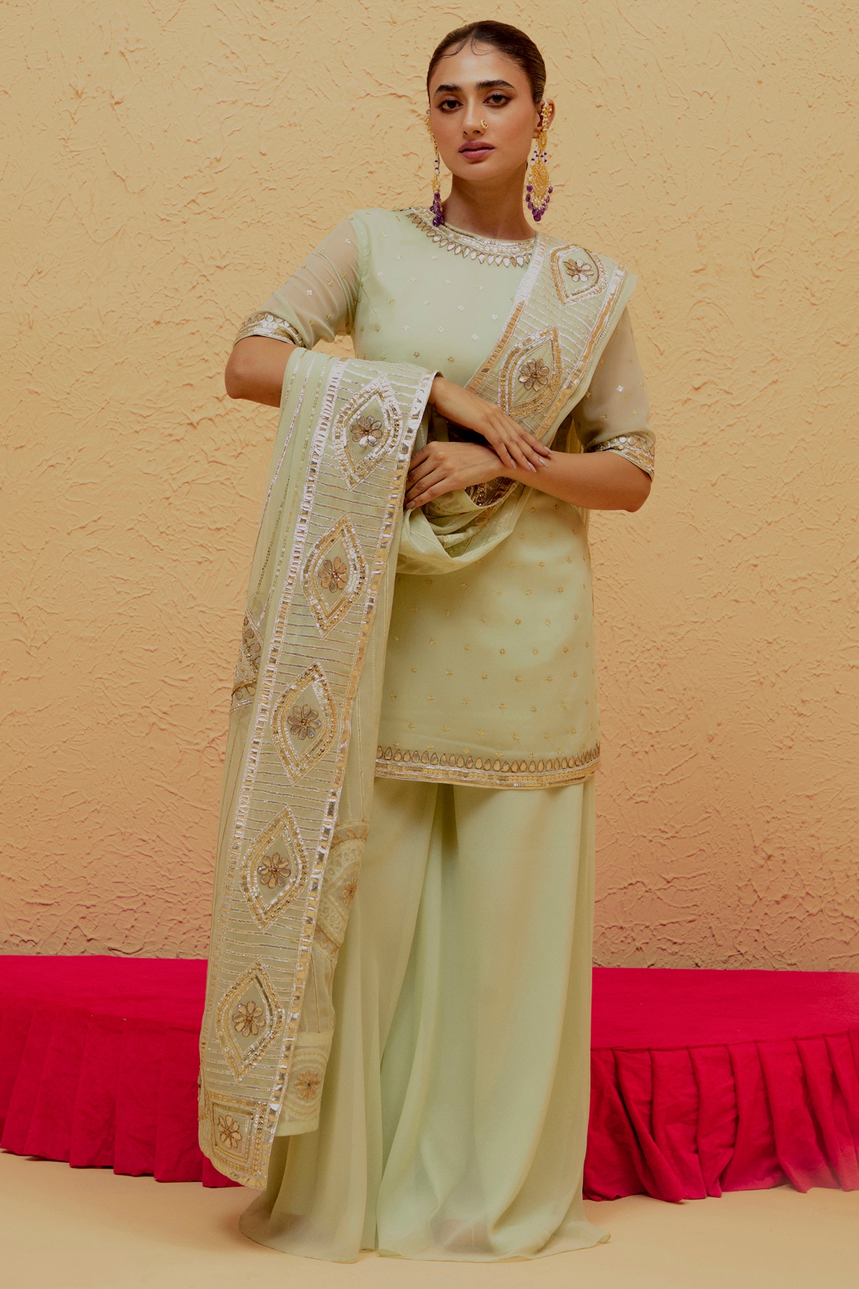 Mint Green Kurta with Gota Patti