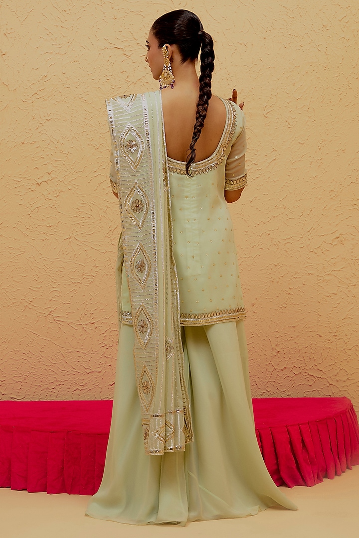 Mint Green Georgette Gota-Patti Kurta Set by Ranian at Pernia's Pop Up Shop