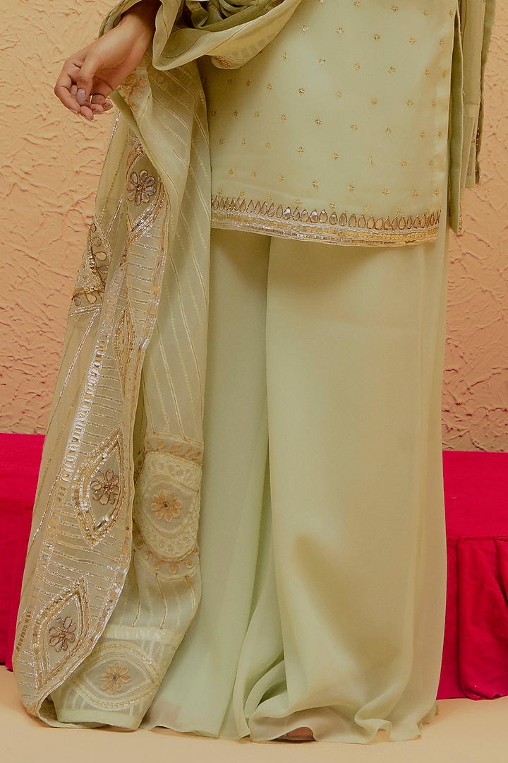 Mint Green Georgette Gota-Patti Kurta Set by Ranian at Pernia's Pop Up Shop