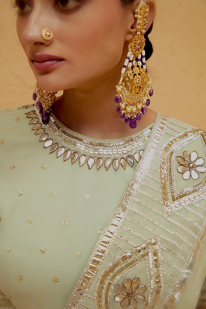 Mint Green Georgette Gota-Patti Kurta Set by Ranian at Pernia's Pop Up Shop