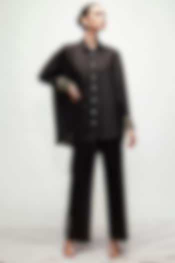 Black Silk Blend Co-Ord Set by Ranian at Pernia's Pop Up Shop