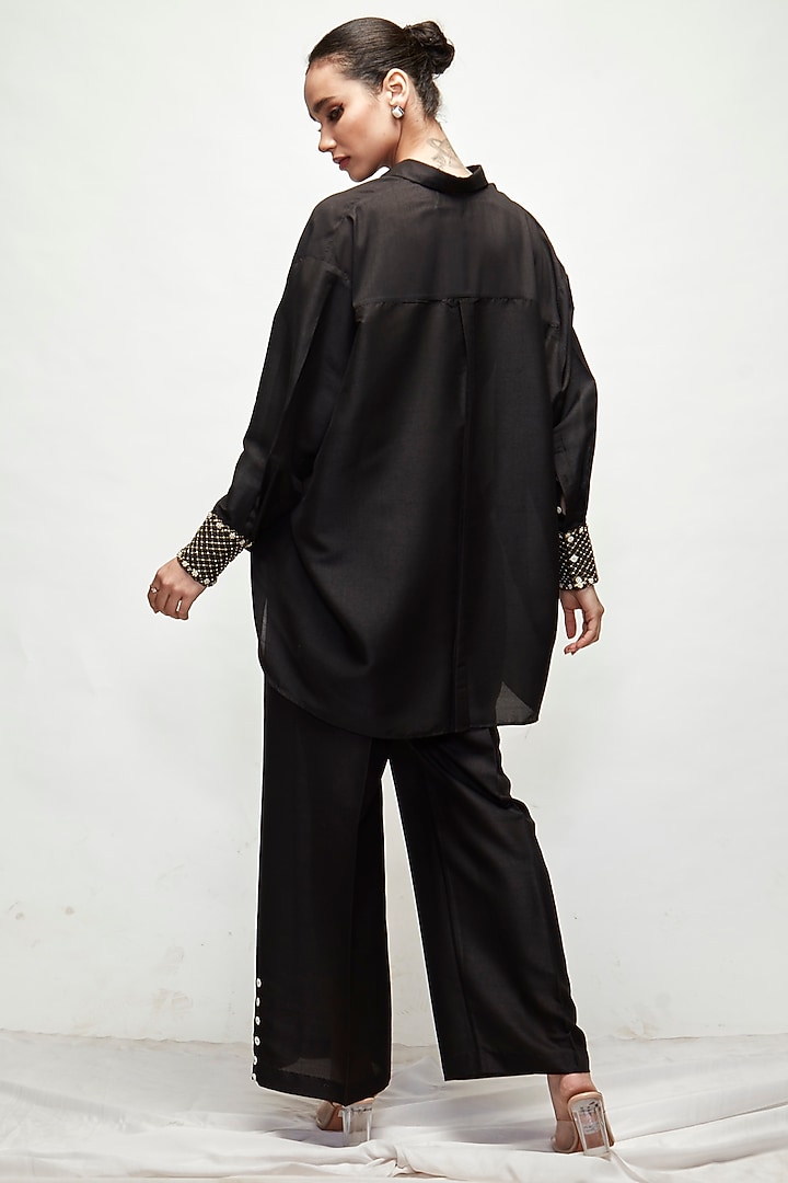 Black Silk Blend Co-Ord Set by Ranian at Pernia's Pop Up Shop