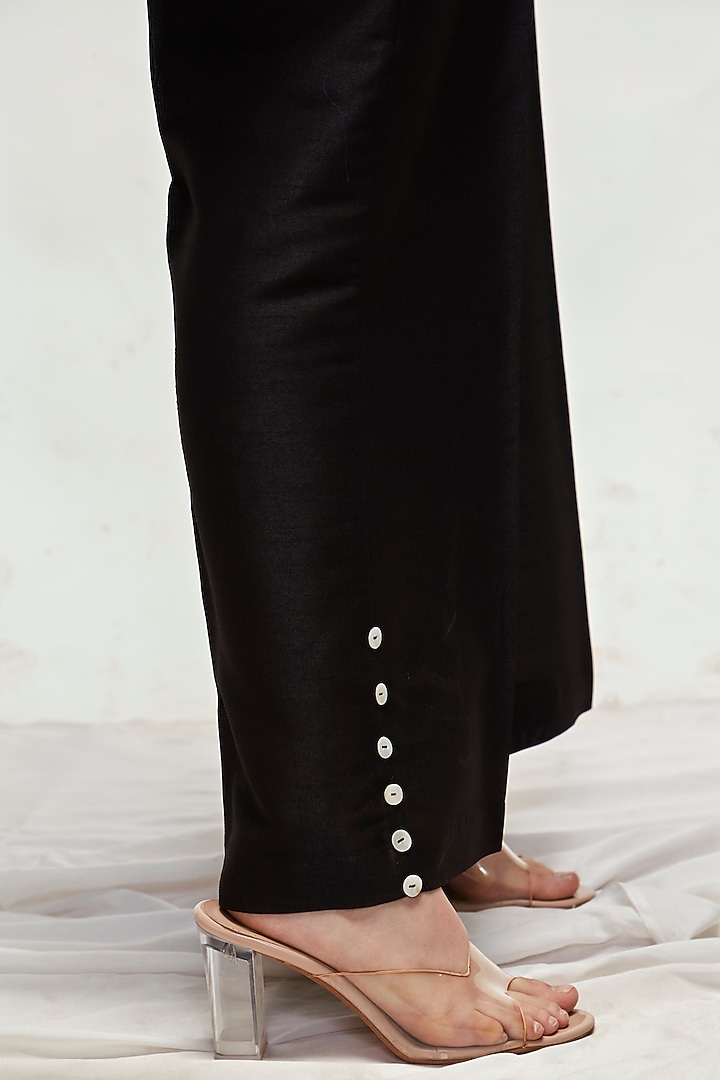 Black Silk Blend Co-Ord Set by Ranian at Pernia's Pop Up Shop