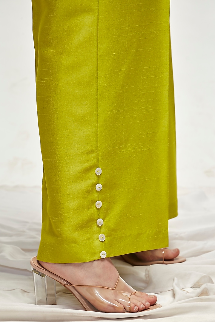 Lime Green Silk Blend Co-Ord Set by Ranian at Pernia's Pop Up Shop