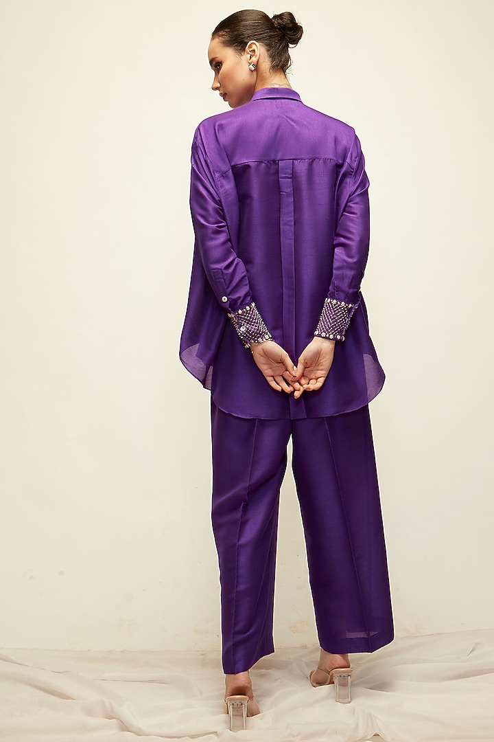 Violet Silk Blend Co-Ord Set by Ranian at Pernia's Pop Up Shop