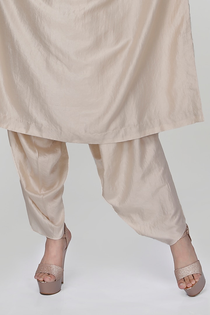 Almond Wrinkled Silk Kaftan Set by Ranian at Pernia's Pop Up Shop