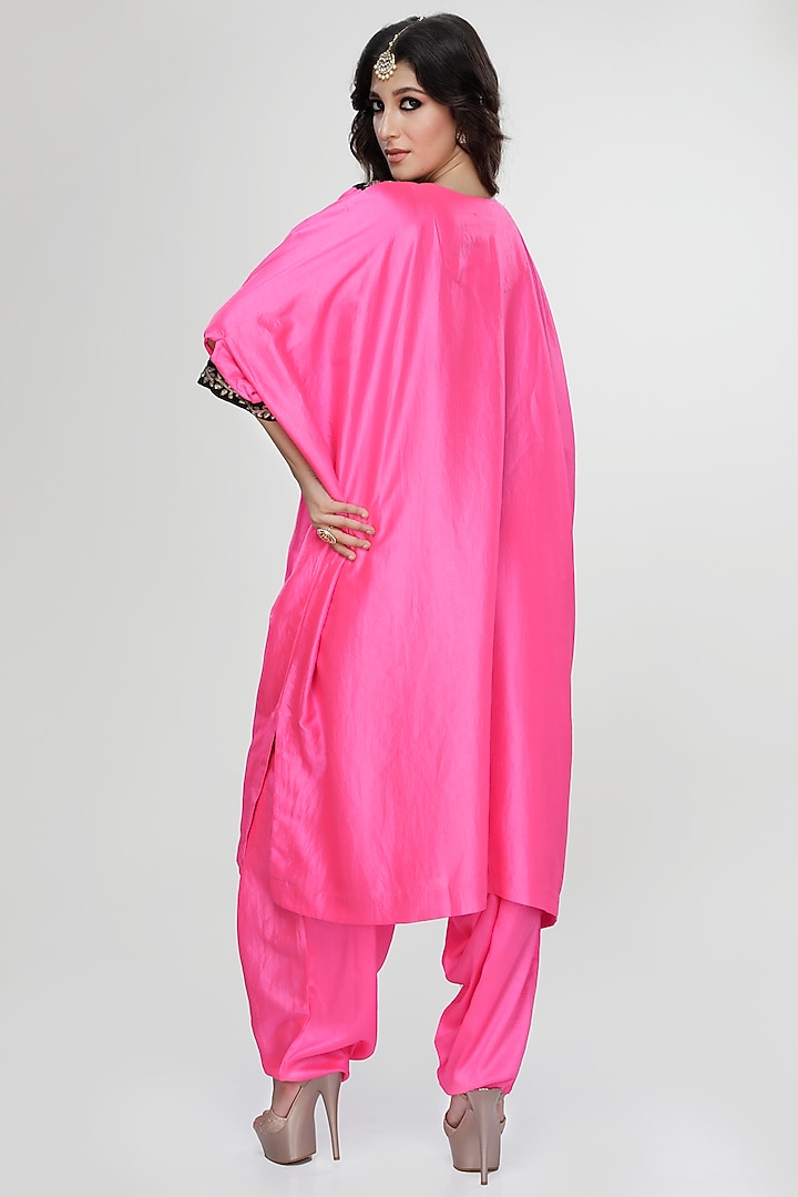 Fuchsia Wrinkled Silk Kaftan Set by Ranian at Pernia's Pop Up Shop