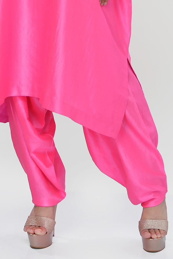Fuchsia Wrinkled Silk Kaftan Set by Ranian at Pernia's Pop Up Shop