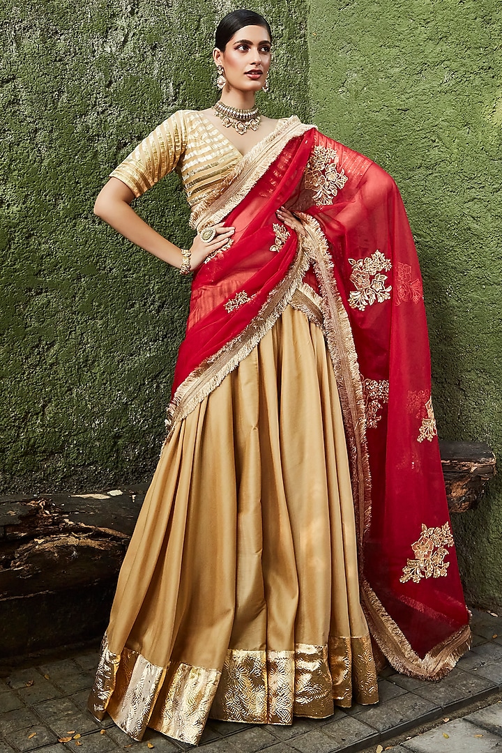 Gold Gota Wedding Lehenga Set by Ranian at Pernia's Pop Up Shop