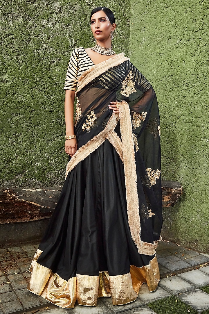 Black Gota Lehenga Set by Ranian