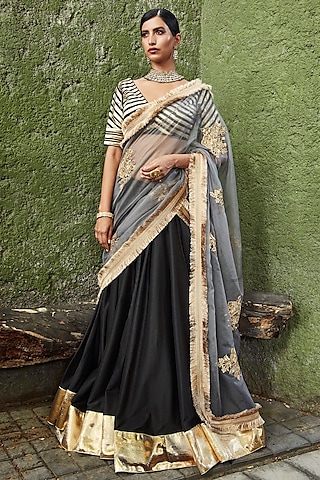 Black Gota Lehenga Set by Ranian
