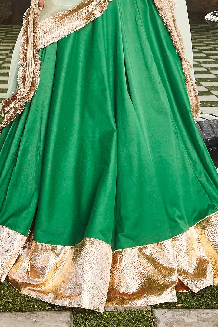 Green Gota Wedding Lehenga Set by Ranian at Pernia's Pop Up Shop