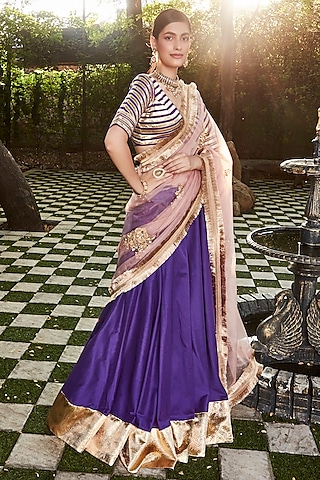 Deep Purple Gota Lehenga Set by Ranian